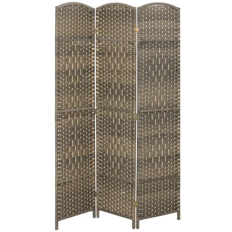 HOMCOM Folding Room Divider Screen 3 Panel 6' Tall Privacy Screen Freestanding Wood Partition for Home Office, Dark Rustic Oak