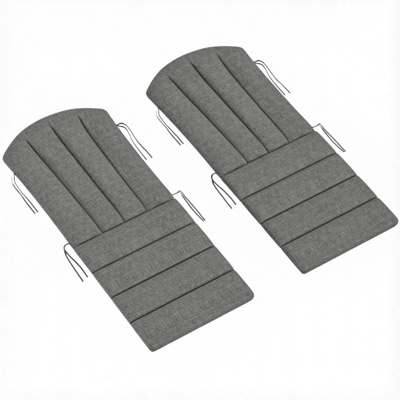 Outsunny Set of 2 Patio Chair Cushions, High Back Adirondack Chair Cushion with Ties, High-Density Foam, Dark Grey