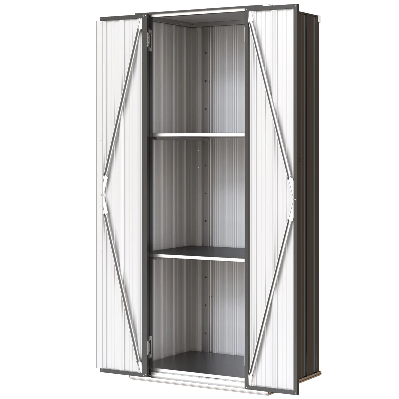 Outsunny Outdoor Storage Shed with Adjustable Shelves Metal Garden Shed with Double Doors for Patio Balcony Garage