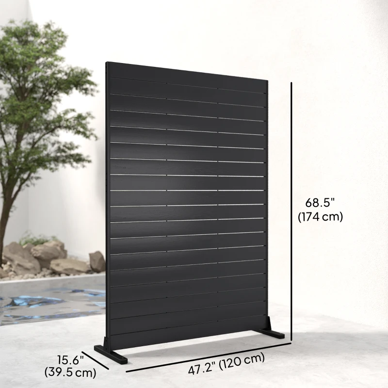 Outsunny Outdoor Privacy Screen, 47.2" x 68.5" HDPE Decorative Screen Panel with Stand, Freestanding Privacy Panel, Black
