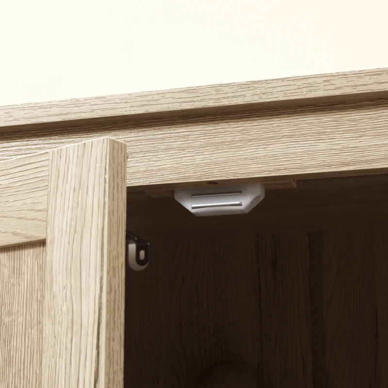 HOMCOM 72" Freestanding Kitchen Pantry Cabinet, Farmhouse Tall Storage Cabinet with 4 Door Cabinets and Adjustable Shelves for Dining Room, Natural