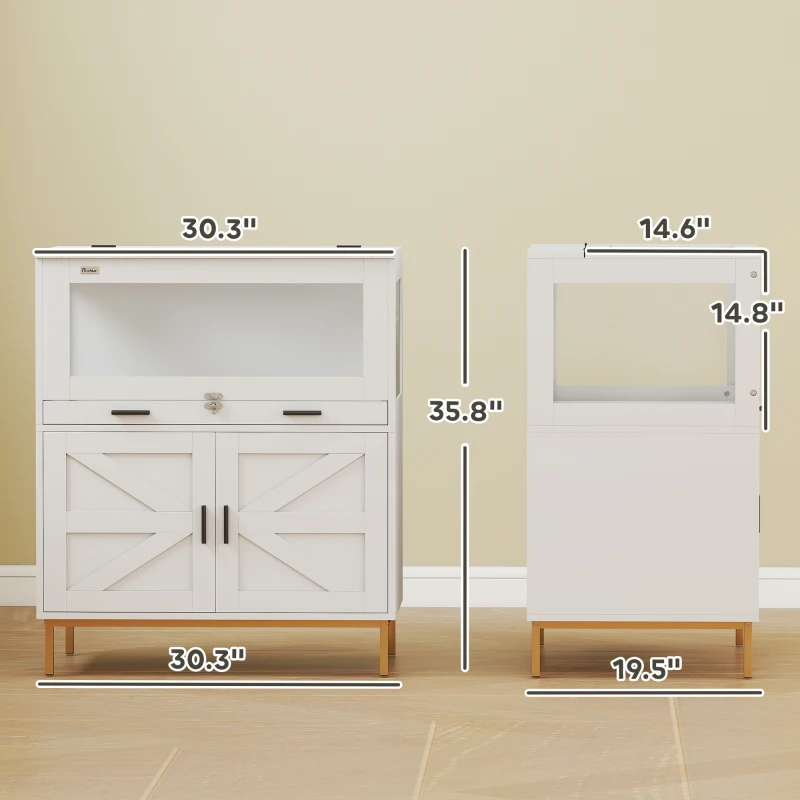 PawHut Hamster Cage with Storage Cabinet, Small Animal Cage with Pull Out Drawer and Acrylic Panels, 30" x 19.5" x 36"