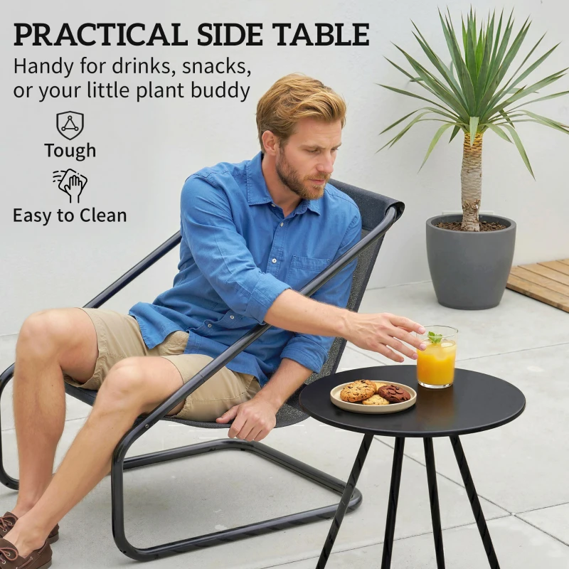 Outsunny Outdoor Bistro Set, 3 Piece Patio Furniture Set with 2 C Spring Chairs and Round Table for Balcony, Light Grey