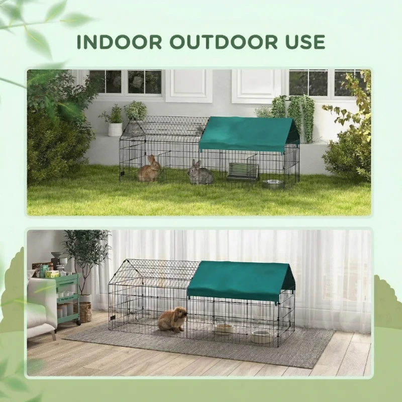 PawHut 73" Small Animal Playpen with Roof for Rabbits, Chicken, Chinchillas