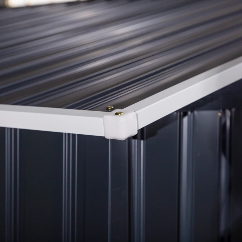 Outsunny 11' x 9' Metal Storage Shed Garden Tool House with Double Sliding Doors, 4 Air Vents for Backyard, Patio, Lawn Dark Grey