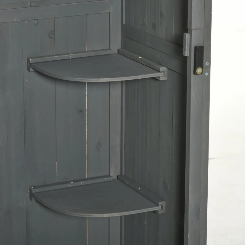 Outsunny 30" x 21" x 71" Garden Storage Shed, Sheds & Outdoor Storage Outdoor Workshop Yard Tool Utility Storage House Water-resistant All-weather Cover Spire Roof with 3 Tiers Shelves Grey