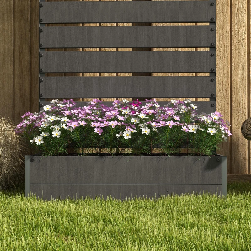 Outsunny Trellis Planter for Climbing Plants, Raised Garden Bed with Trellis, Planter Box for Outdoor Garden, Dark Grey