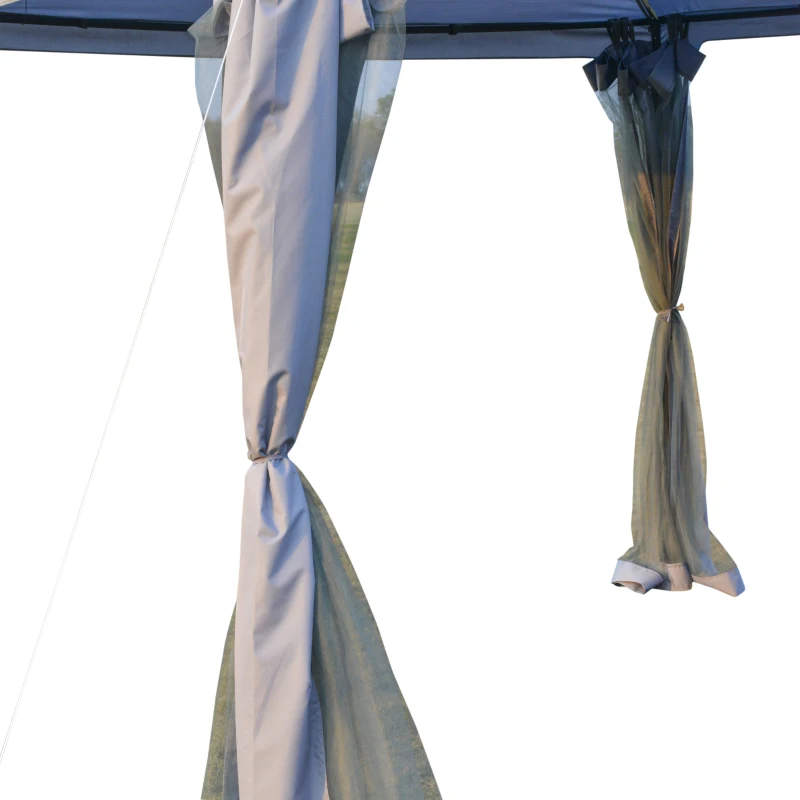 Outsunny 10' x 10' Patio Gazebo Outdoor Pavilion 2 Tire Roof Canopy Shelter Garden Event Party Tent Yard Sun Shade Steel Frame w/ Mosquito Netting Grey