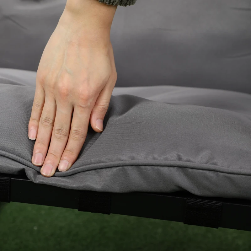 Outsunny 4 Piece Outdoor Furniture Set, Patio Conversation Set with Tempered Glass Table, Loveseat, 2 Chairs and Cushions, Grey