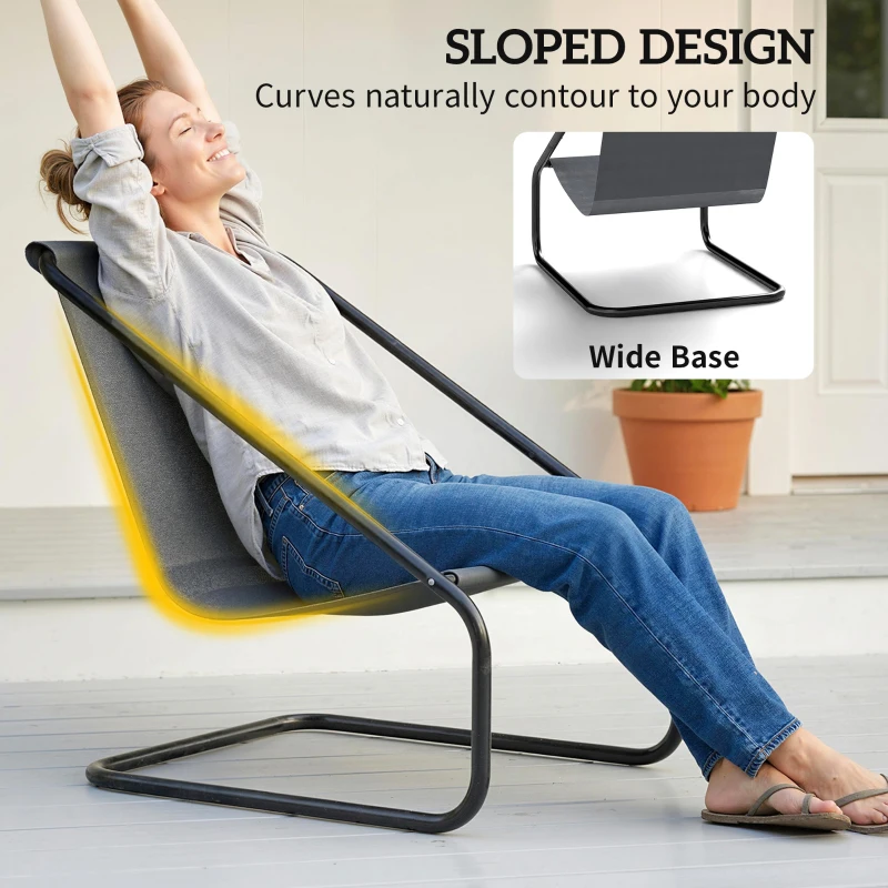 Outsunny Outdoor Bistro Set, 3 Piece Patio Furniture Set with 2 C Spring Chairs and Round Table for Balcony, Light Grey