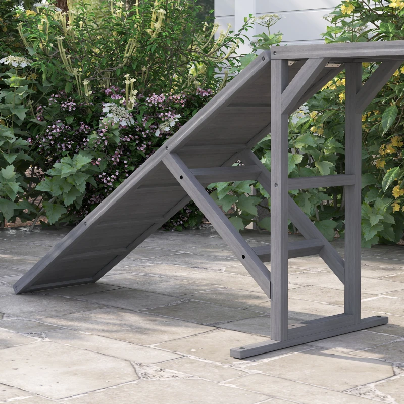 PawHut Dog Agility Equipment Ramp with Safety Bar, Non-slip Surface, for Walk and Pause Training, Gray