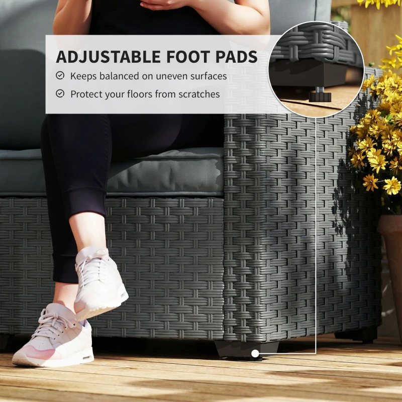 Outsunny 2 Seater Outdoor Couch Patio Sofa with Deep Seat, Cushions, Wide Armrests for Garden, Balcony, Porch, Dark Grey