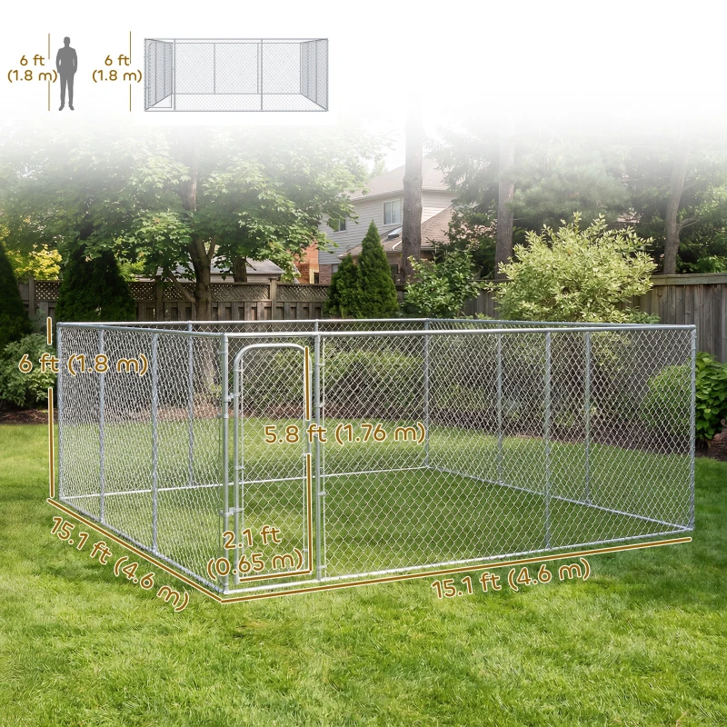 PawHut Dog Playpen Outdoor, Walk-in Dog Run Kennel Puppy Exercise Pen Indoor Outdoor with DIY Door and Galvanized Steel Frame