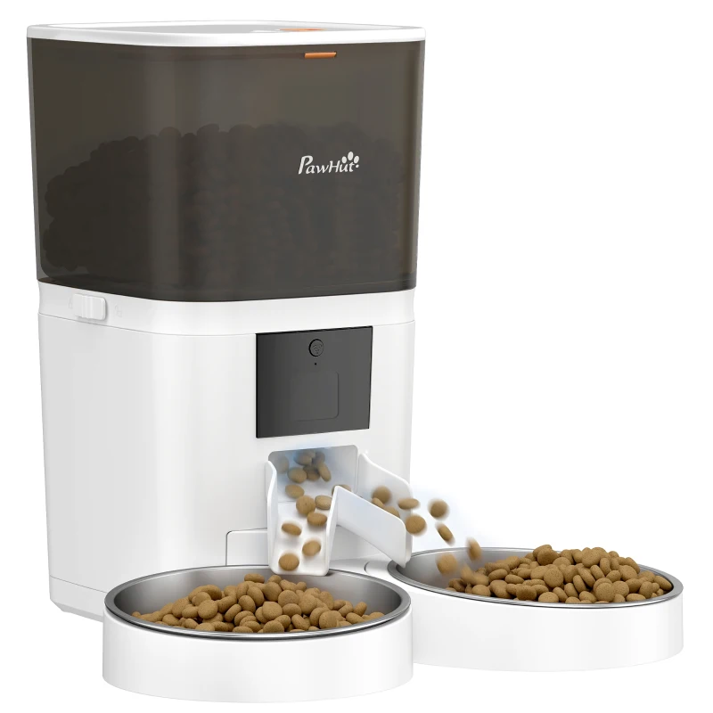 PawHut Automatic Cat Feeder with App Control Smart Cat Food Dispenser 10s Voice Recorder 6L