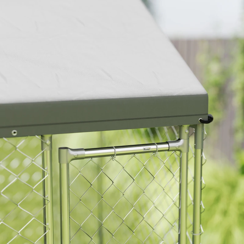 PawHut Heavy Duty Galvanized Steel Outdoor Dog Kennel with Waterproof Roof, Safety Lockable Latch System, 9.2' x 7.5' x 7.2'