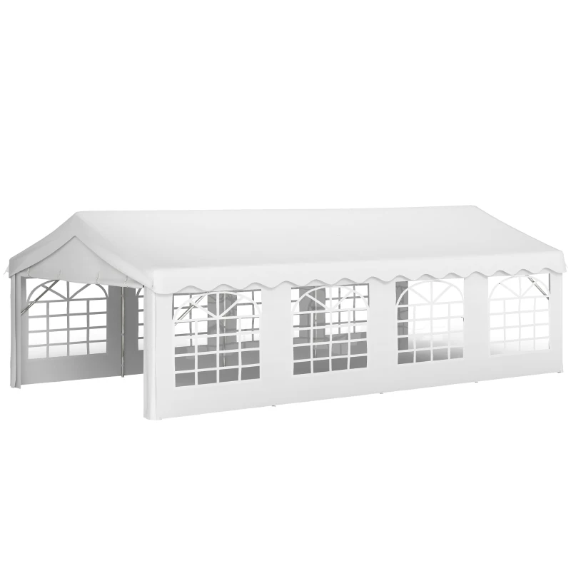 Outsunny 13'x26' Heavy Duty Large Party Tent & Carport with Removable Sidewalls, Windows, Portable Garage Canopy Tent, Sun Shade Shelter for Parties Wedding Outdoor Events, White