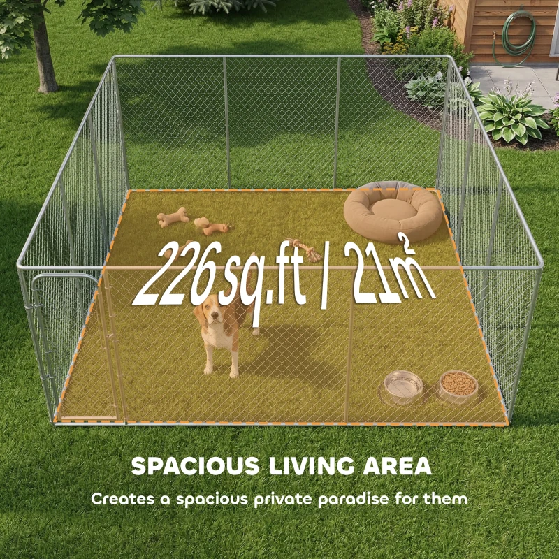 PawHut Dog Playpen Outdoor, Walk-in Dog Run Kennel Puppy Exercise Pen Indoor Outdoor with DIY Door and Galvanized Steel Frame