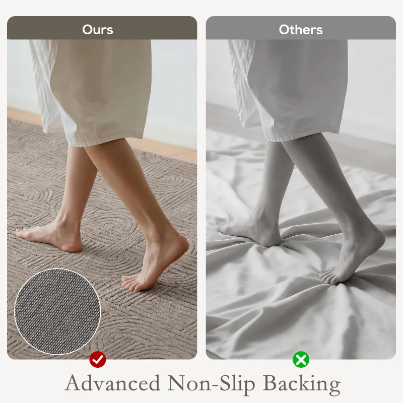 HOMCOM 6x9 Area Rug, Luxurious Faux Fur Rug, Non-Slip Floor Carpet for Living Room, Bedroom, Dining Room, Tan