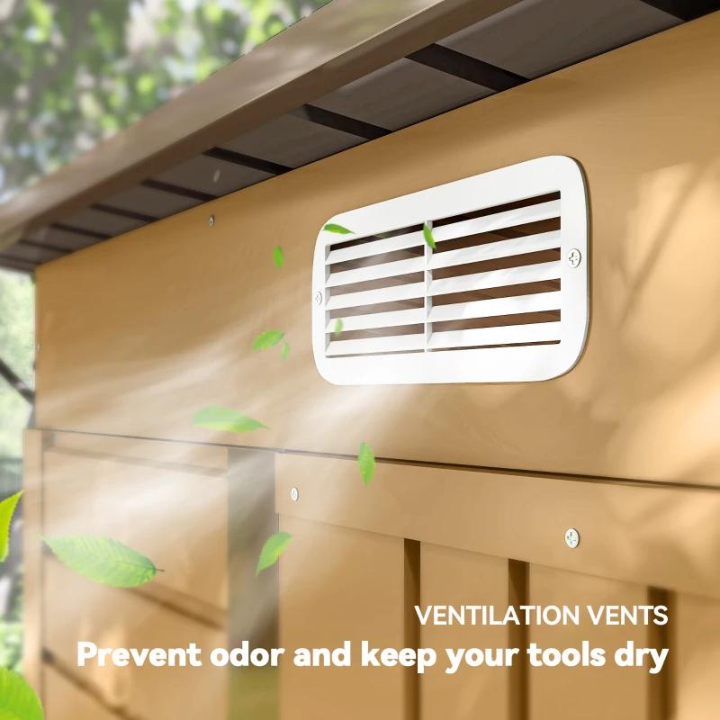 Outsunny 6 x 4FT Galvanized Garden Storage Shed, Metal Outdoor Shed with Double Doors and 2 Vents, Yellow