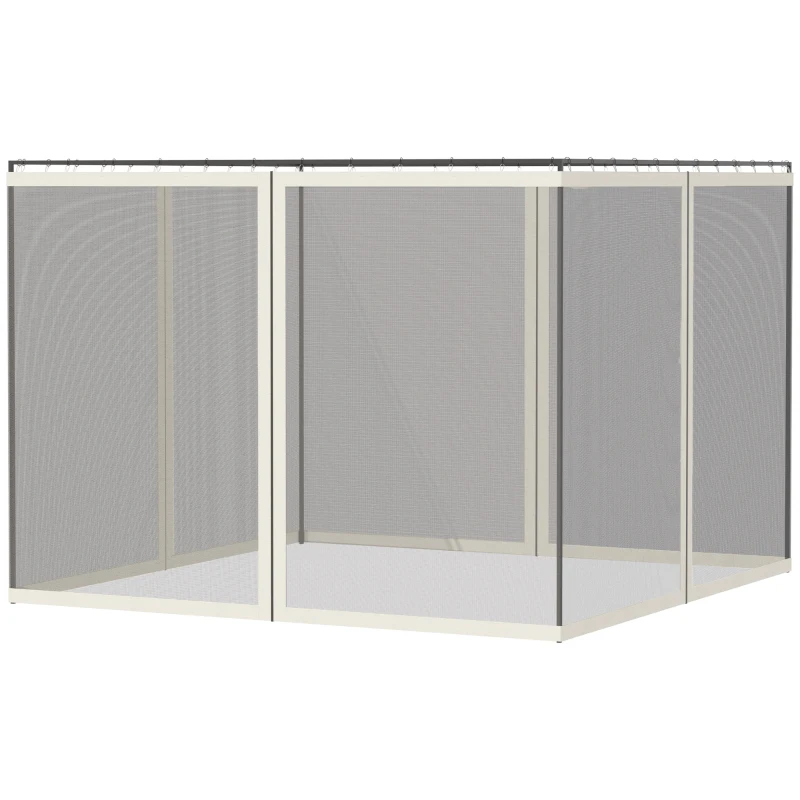 Outsunny Replacement Mosquito Netting for Gazebo 10' x 13' Black Screen Walls for Canopy with Zippers