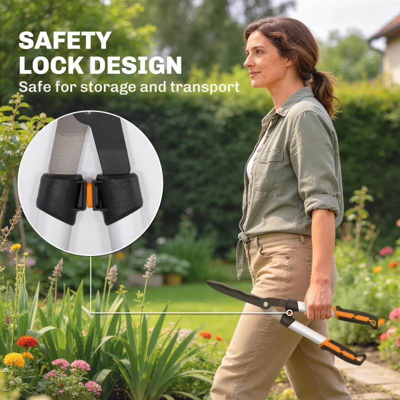 Outsunny 4 Pcs Pruning Shears Set with Hedge Shears, Loppers, Garden Secateurs and Folding Hand Saw with Aluminum Handle