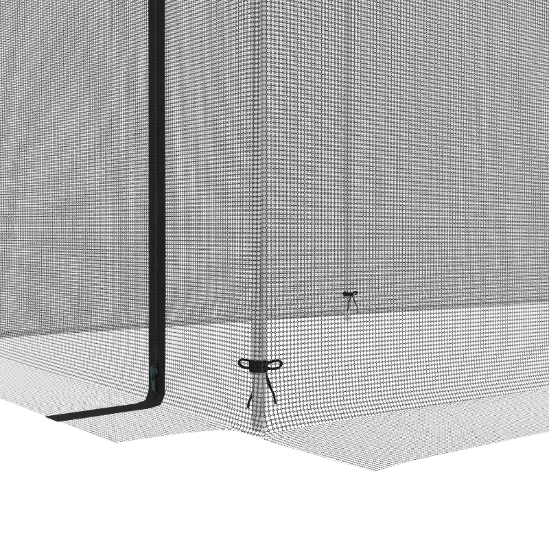 Outsunny Galvanized Steel Crop Cage, Plant Protection Tent with Zippered Door, 4' x 12', Black