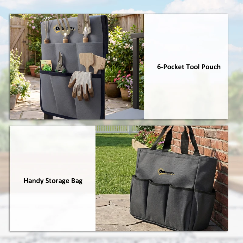 Outsunny Garden Kneeler and Seat, Heavy Duty Foldable Gardening Stool with Thicker Soft Kneeling Pad, Extendable Steel Leg