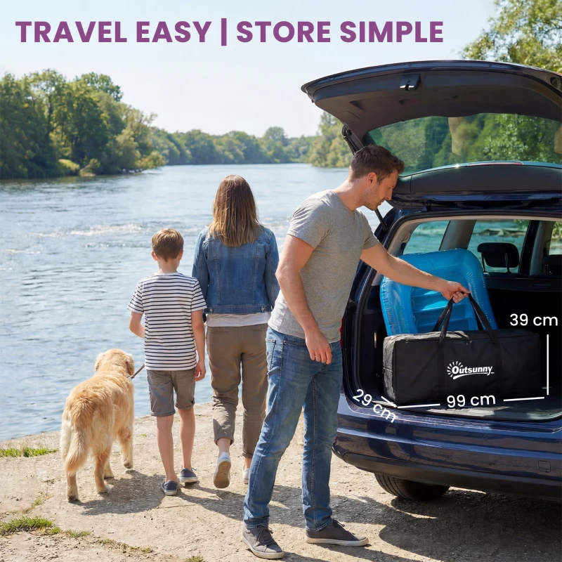 Outsunny 8FT Inflatable Water Hammock Floating Ring, Inflatable Floating Dock Platform for for Lakes, Pools, Oceans, Purple