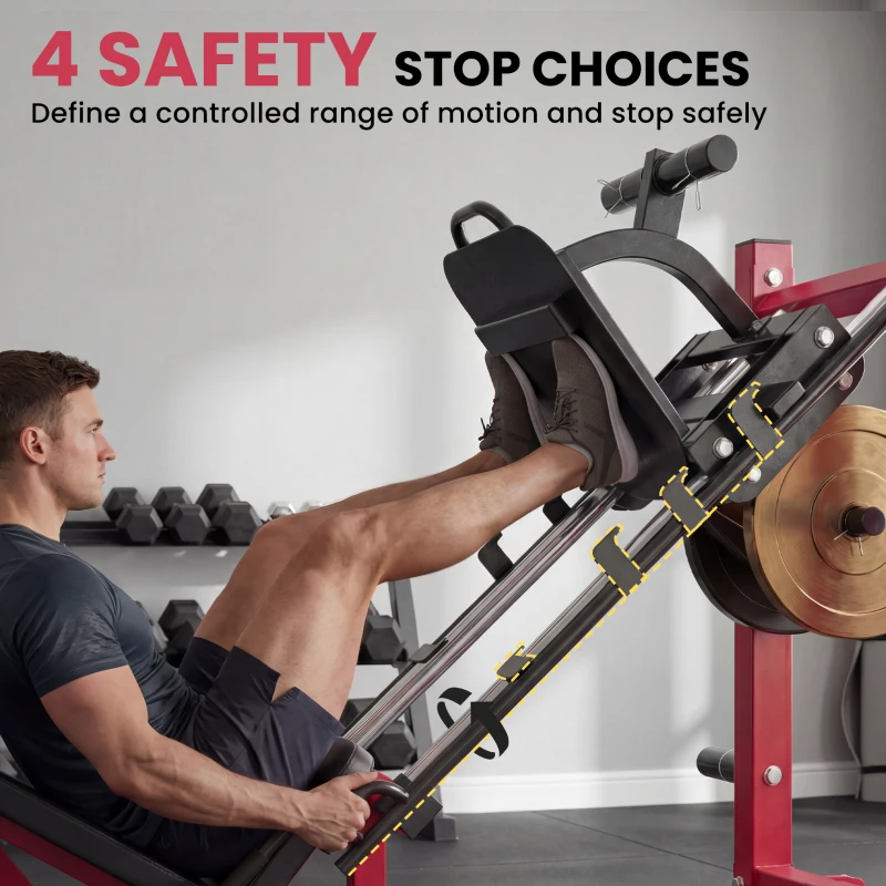 Soozier Leg Press Machine with Wheels and Calf Block, Adjustable Squat Machine for Home Gym, 1000 lbs Capacity