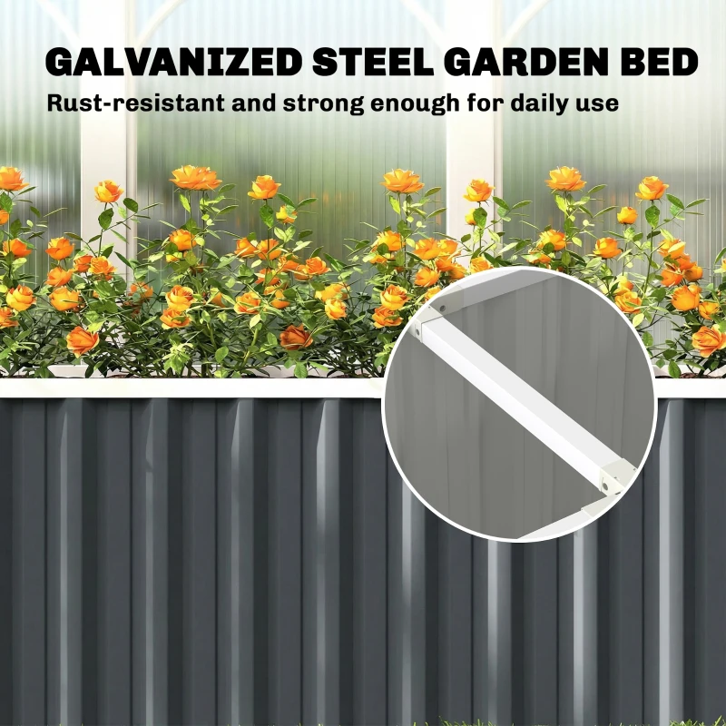 Outsunny Galvanized Raised Garden Bed, Deep Root Planter Box, Outdoor Garden Bed with Plant Labels, 7' x 2' x 2', Dark Grey