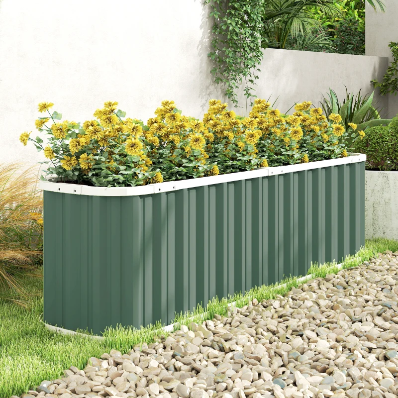 Outsunny Galvanized Raised Garden Bed, Deep Root Planter Box, Outdoor Garden Bed with Plant Labels, 7' x 2' x 2', Light Green