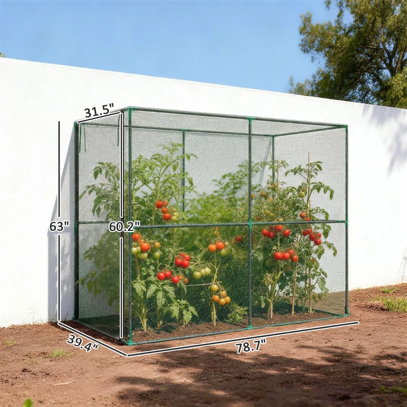 Outsunny Crop Cage, Plant Protection Tent with Zippered Door, Plant Protector from Animals for Vegetables Flowers Fruits, Green
