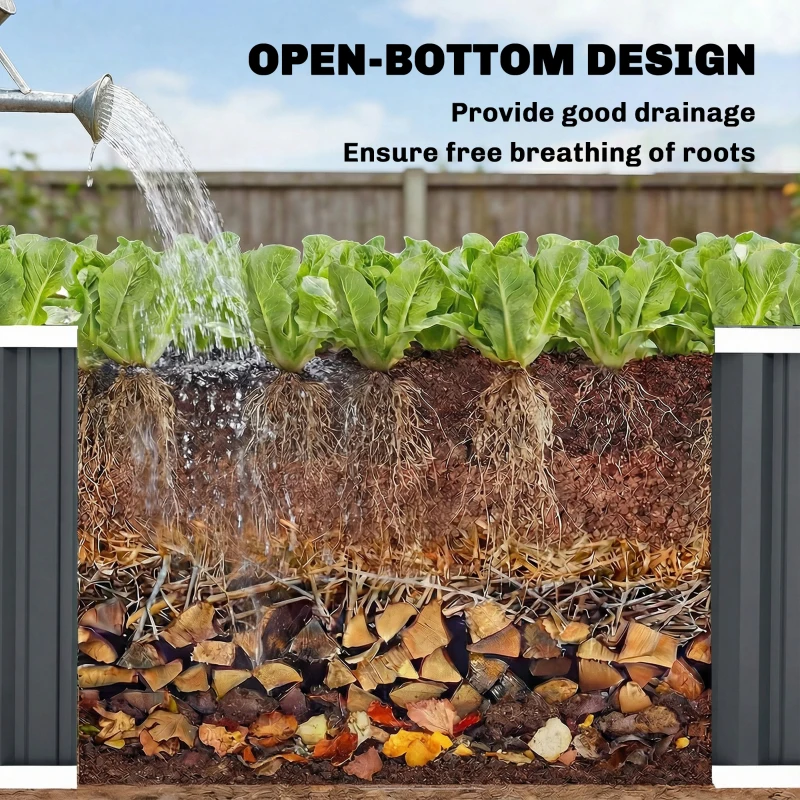 Outsunny Galvanized Raised Garden Bed, Deep Root Planter Box, Outdoor Garden Bed with Plant Labels, 7' x 2' x 2', Dark Grey