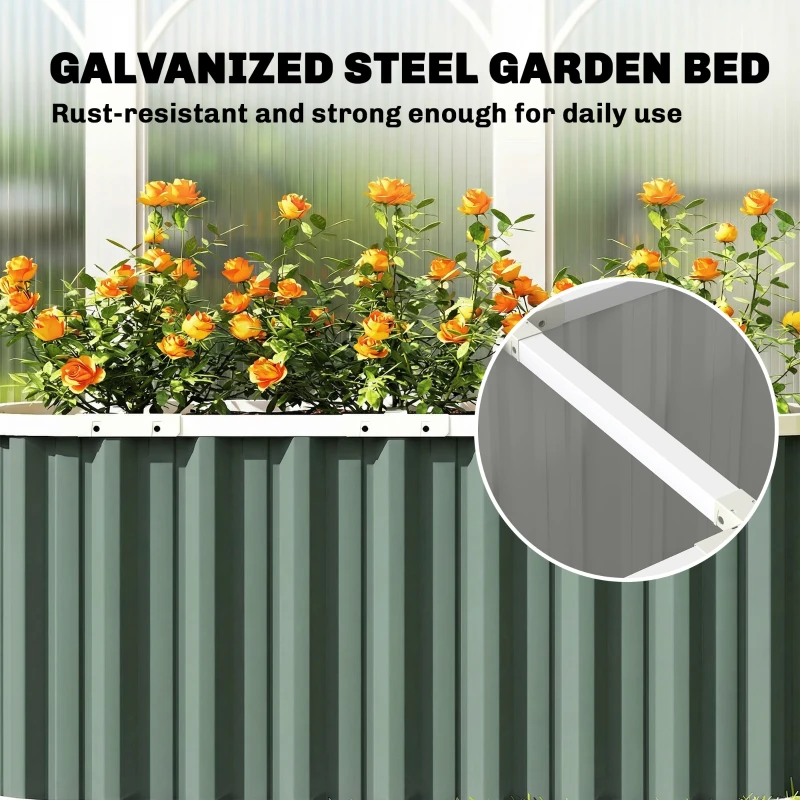 Outsunny Galvanized Raised Garden Bed, Deep Root Planter Box, Outdoor Garden Bed with Plant Labels, 5' x 2' x 2', Light Green