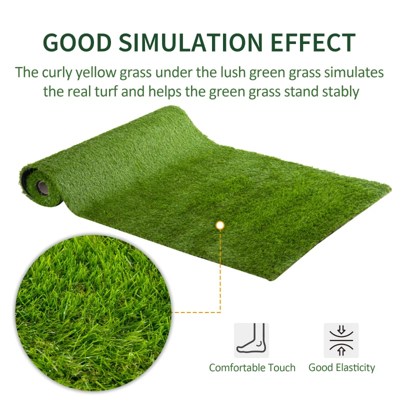 Outsunny Artificial Grass 10' x 3' (30 Square Feet), Fake Grass Turf with UV Protection, Drain Holes for Rain, Green