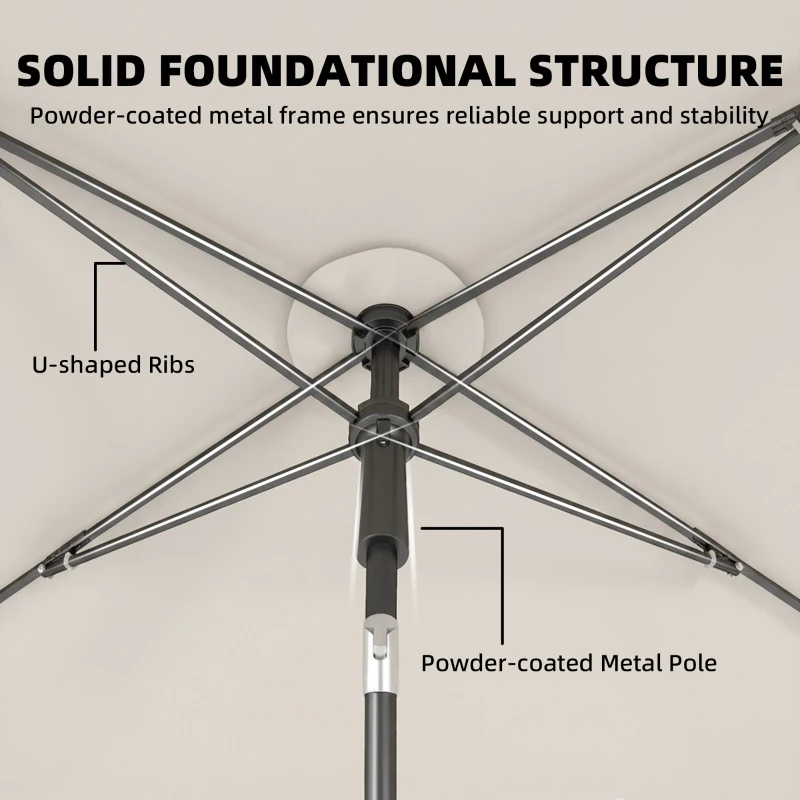 Outsunny 6' x 4' Patio Umbrella with Tilt, Rectangular Outdoor Umbrella for Garden, Beige