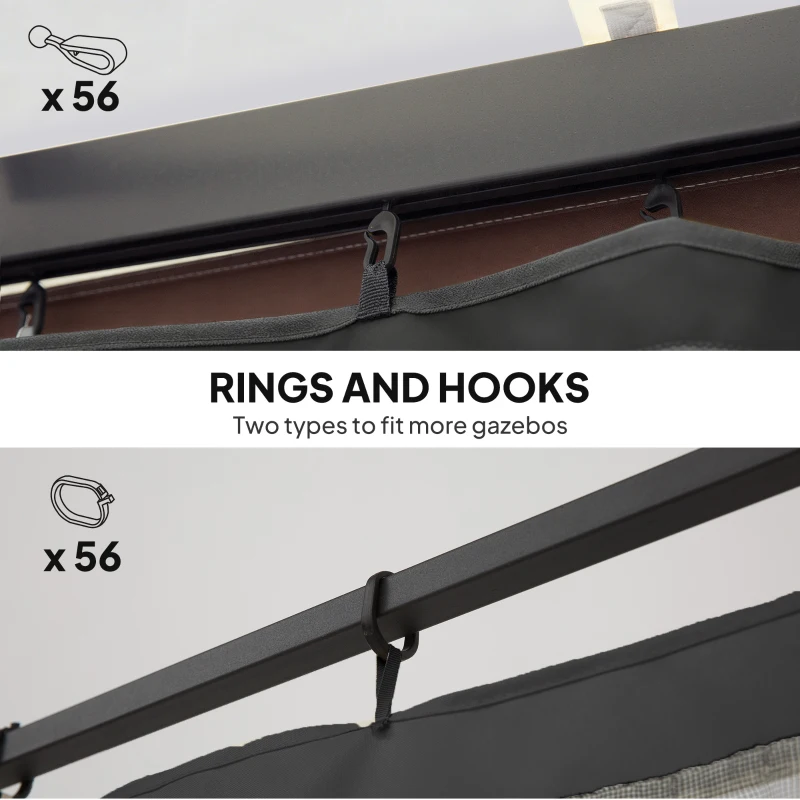 Outsunny Replacement Mosquito Netting for Gazebo 10' x 13' Black Screen Walls for Canopy with Zippers, Black