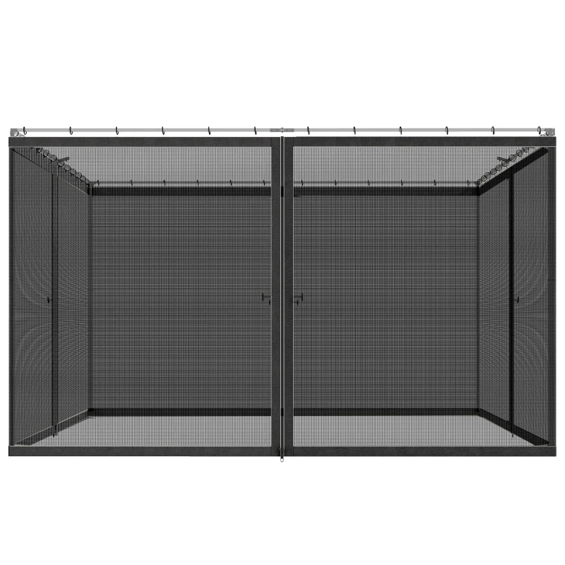 Outsunny Replacement Mosquito Netting for Gazebo 10' x 13' Black Screen Walls for Canopy with Zippers, Black