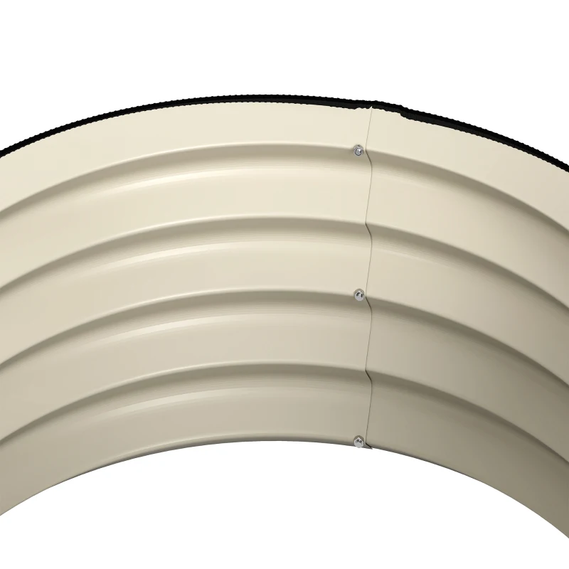 Outsunny Set of 2 Raised Garden Bed, Metal Planter Box with Safety Edging, Easy-to-assemble Stock Tank, Cream