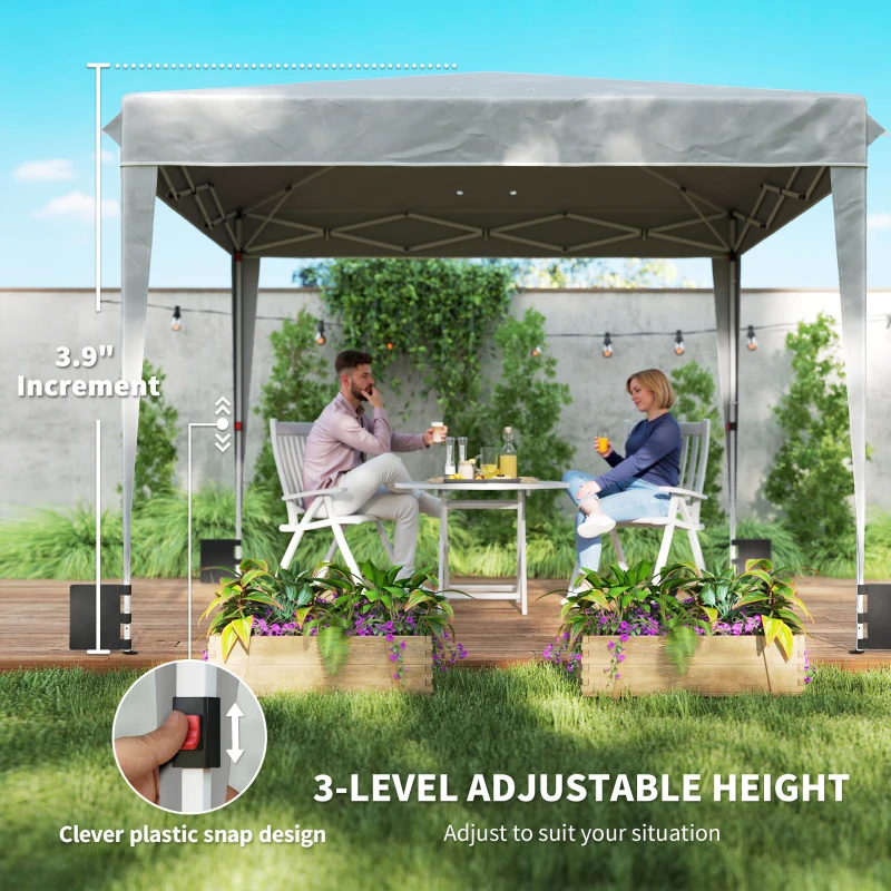 Outsunny 10 x 10 ft Pop Up Canopy Tent with Sidewalls, UPF50+ Outdoor Portable Instant Canopy Shelter with Carry Bag, Light Gray