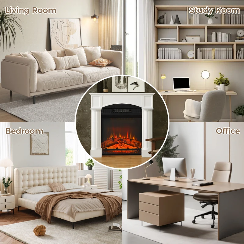 HOMCOM Modern Fireplace Mantel, Freestanding Fireplace Surround for Electric Fireplaces, 43.3" W x 39.8" H, White