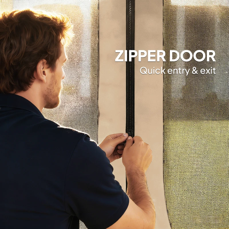 Outsunny Replacement Mosquito Netting for Gazebo 10' x 12' Black Screen Walls for Canopy with Zippers, Beige