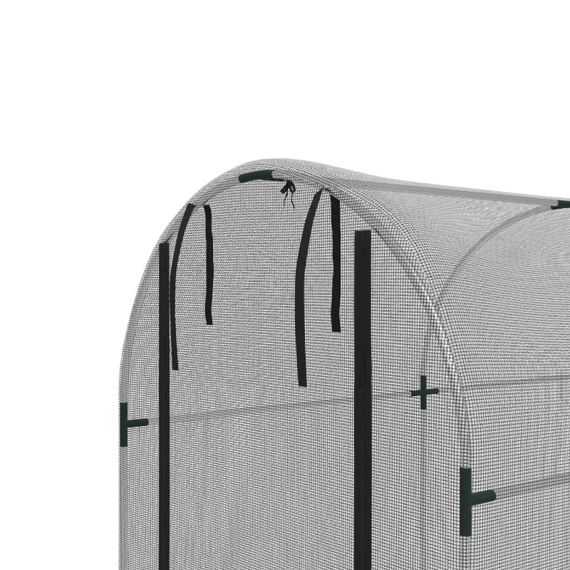 Outsunny Galvanized Steel Crop Cage, Plant Protection Tent with Zippered Door, 4' x 12', Black