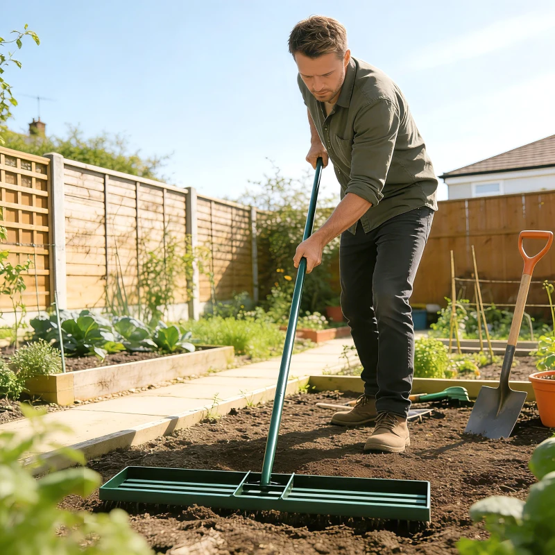 Outsunny Lawn Leveling Rake, 36" x 10" Heavy Duty Yard Leveling Rake with 66.5" Handle for Backyard, Golf Course