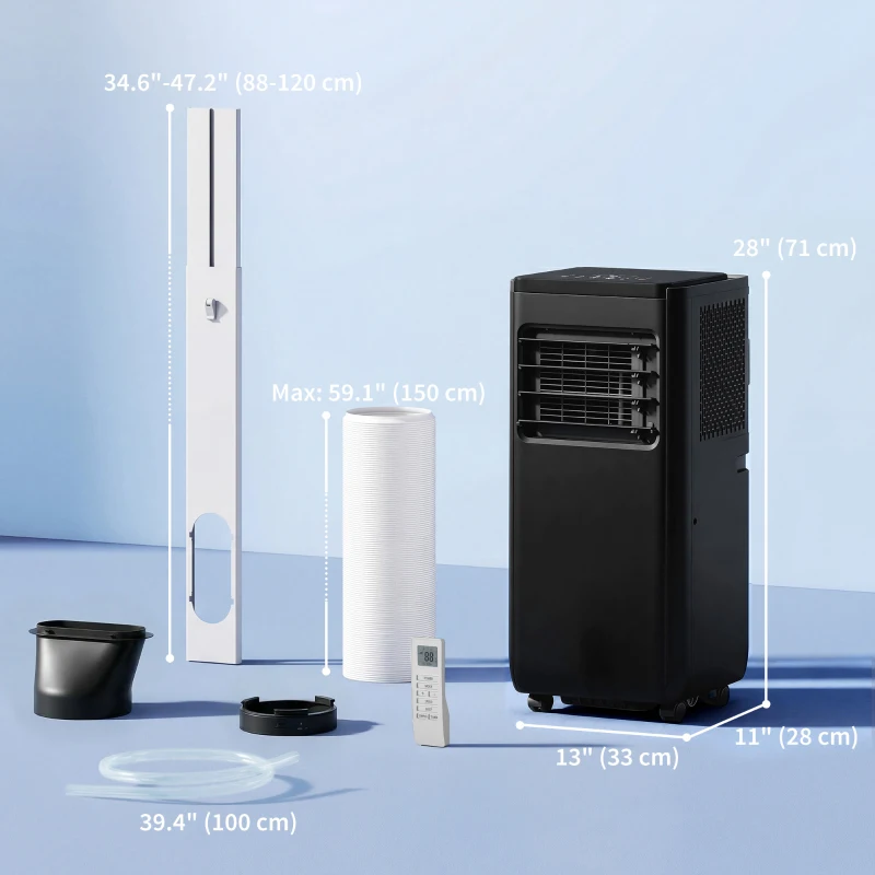 HOMCOM 8000 BTU Portable 4-in-1 Air Conditioner with Cool, Dehumidifier, Fan, Sleep, WiFi Voice Remote Control, Black