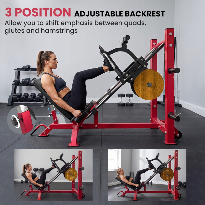 Soozier Leg Press Machine with Wheels and Calf Block, Adjustable Squat Machine for Home Gym, 1000 lbs Capacity