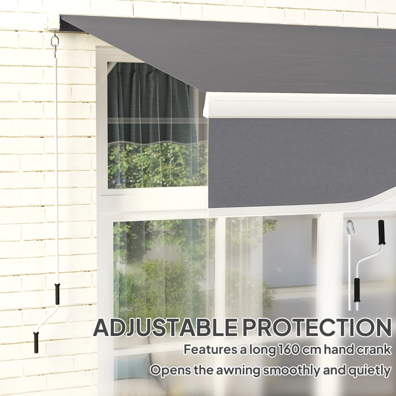 Outsunny 8' x 7' Retractable Awning, Patio Awnings, Sunshade Shelter with 280 g/m² UV & Water-Resistant Fabric, Dark Grey