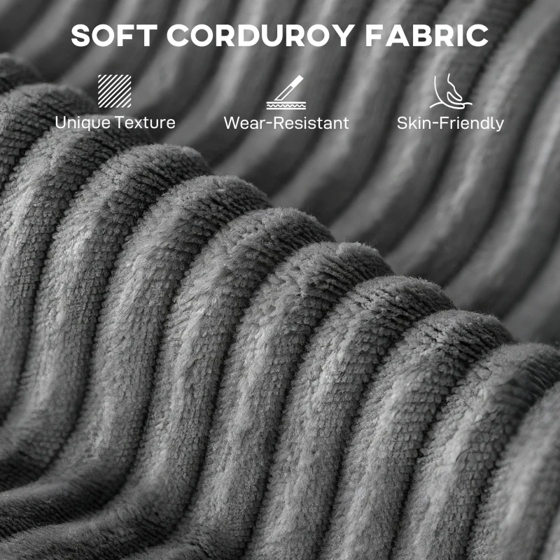 HOMCOM 60" Chaise Lounge Chair, Oversized Upholstered Sofa Bed with Cup Holders & Pillows, Sleeper Couch for Living Room, Grey