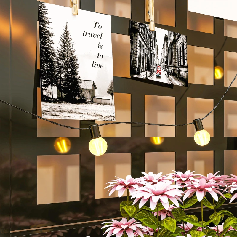 Outsunny Galvanized Raised Garden Bed Planter Box with Trellis for Climbing Plants, Vegetable, Vines, 35" x 16" x 70", Black