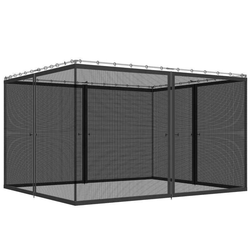 Outsunny Replacement Mosquito Netting for Gazebo 10' x 13' Black Screen Walls for Canopy with Zippers, Black